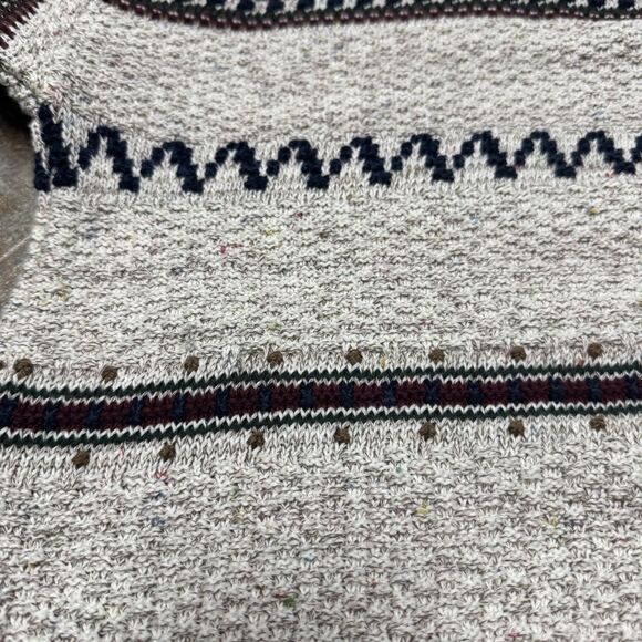 VTG Jantzen Pullover Sweater 100% Cotton Beige XL Fair Isle Fisherman Grandpa - Picture 4 of 9
